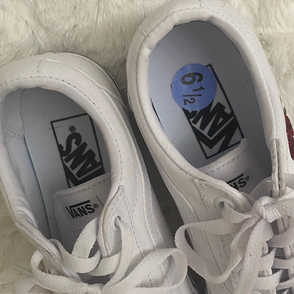 Vans White Sneakers with Red Floral Design - Picture 5 of 6